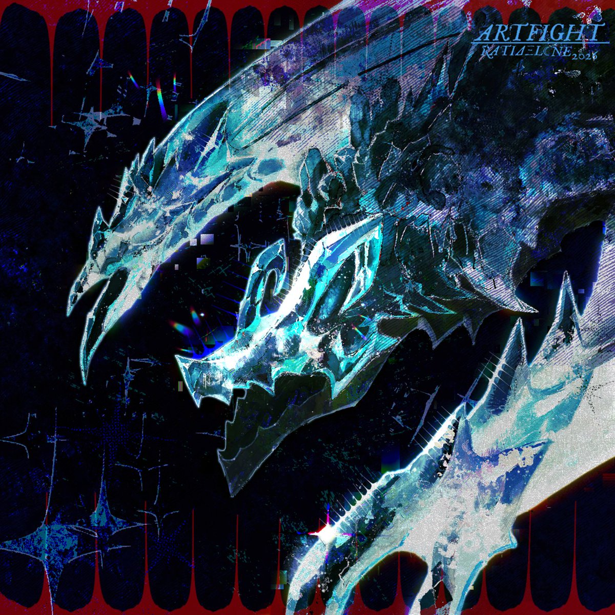 ratiaelune's tweet photo. [ WINTERCHILD ] -- ArtFight revenge for @Velmo0 ! 
It was really fun practicing how to draw ice❄️✨
#artfight2026 #dragonart https://t.co/yW2WhxpcOk