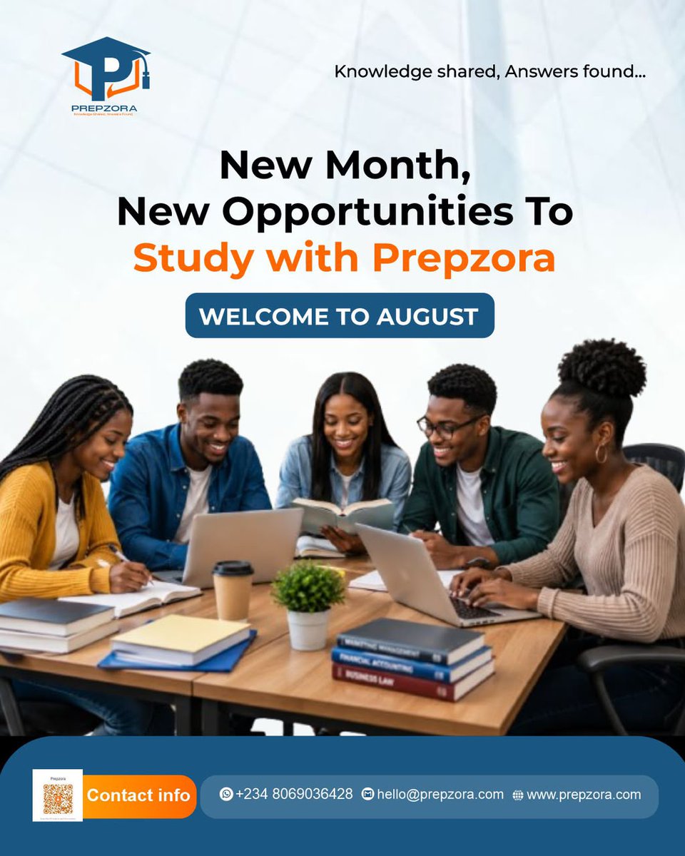 Prepzora's tweet photo. Hello August,
Here's to a new month of great opportunities. 

Make the best out of it by preparing for your WAEC and JAMB exams with PREPZORA.

Click on the link in the bio to get started. https://t.co/jVejSdIqaL