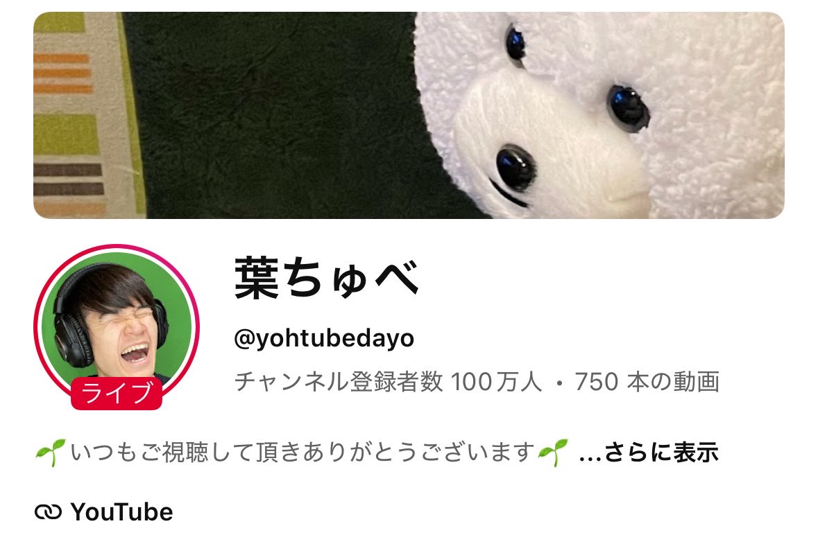 y_95o's tweet photo. 葉さん登録者数100万人おめでとう！！🎀🤍
今までもこれからもずっと大好きだし応援してるよ💫⟡.·
 #葉ちゅべ https://t.co/C1QRQILMap