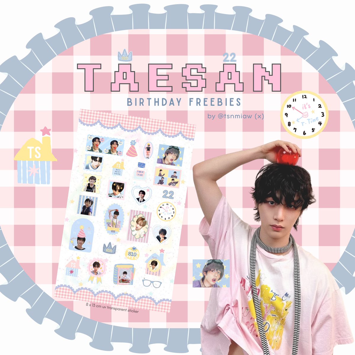 tsnmiaw's tweet photo. ･ ༝ ･ taesan birthday freebies ･ ༝ ･ 
by @tsnmiaw 

how to claim?

⋆ repost &amp; like this post
⋆ onedoor ina only! (write ur usn on notes)
⋆ price will be set idr 5.810 (no rf)
⋆ claim on 🍊 8.8 — 19.50 wib 
⋆ vvvvvv limited qty

https://t.co/WVrqtzwjSc https://t.co/5DTpFozlrb