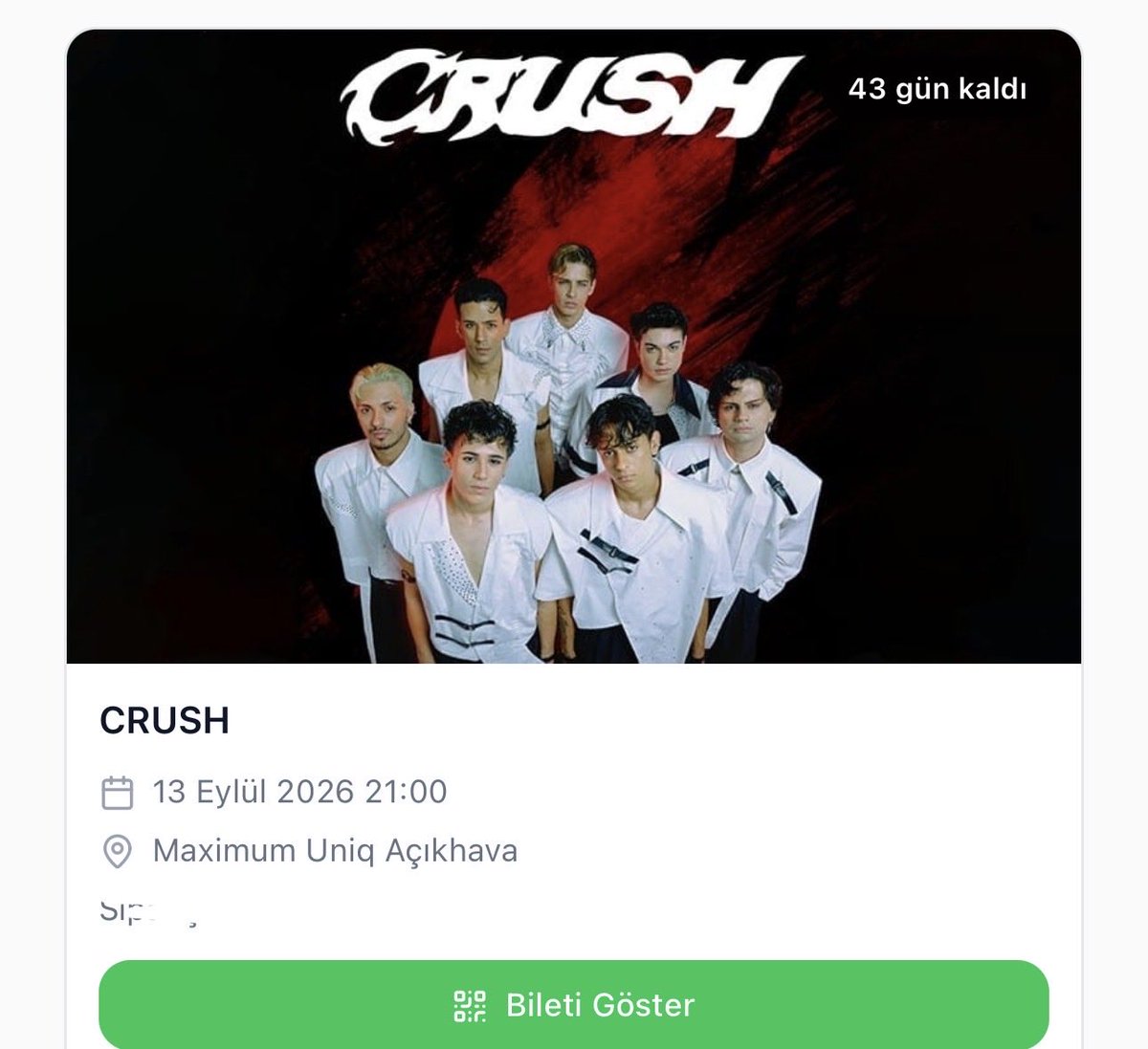 meloss2626's tweet photo. 13 eylül crush için sahne önü biletimi satıyorum ilgilenen varsa yazabilir https://t.co/cuedZ0iWg0