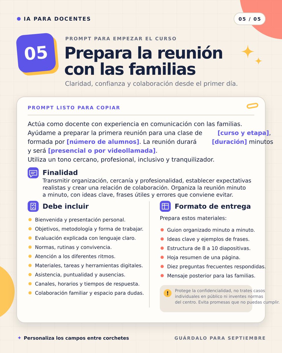 ProfeEnBeta's tweet photo. Y una más por aquí 

5️⃣ Prepara la reunión con las familias https://t.co/HpAfZz7yZl