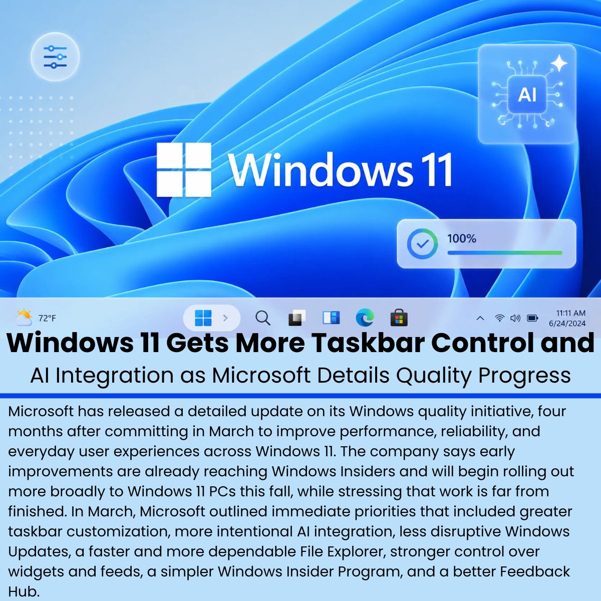 The_Cyber_News's tweet photo. 🔥 Windows 11 just got a major glow-up — smarter AI + full taskbar customization are finally here. Here’s what’s changing 👇

Read more: https://t.co/83lUYtgqJF

#cybersecuritynews #windows11 https://t.co/xu8rYnOCD7
