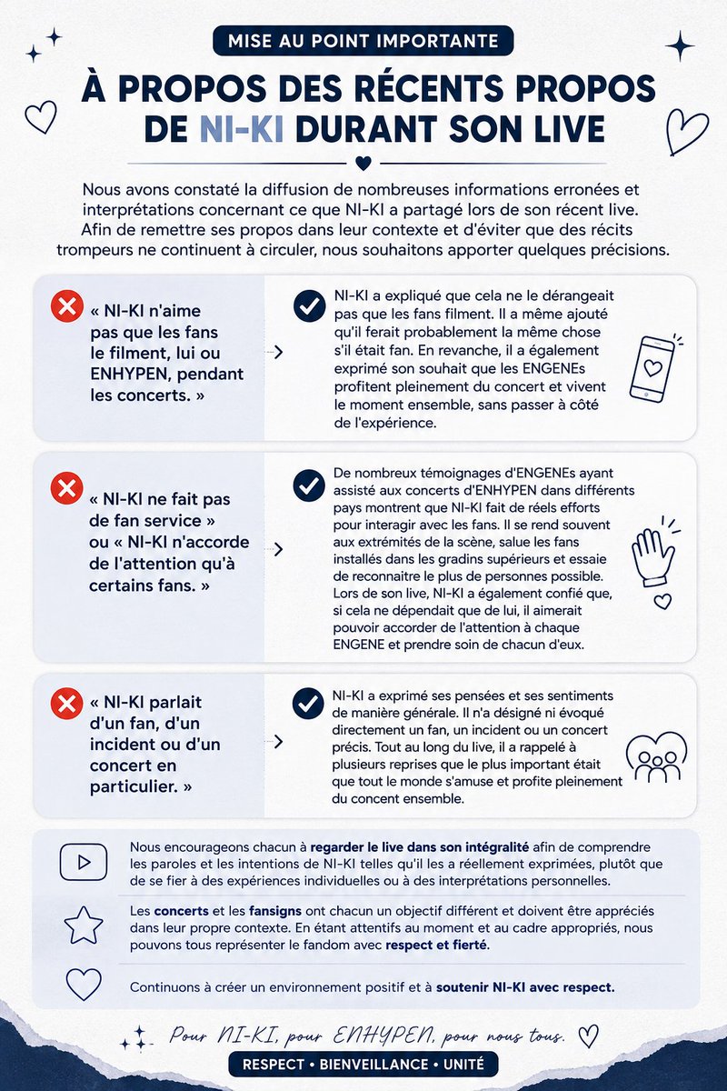 Nikifrance1's tweet photo. De fausses informations circulent au sujet du récent live de NI-KI. Merci de consulter l’image ci-jointe pour retrouver le contexte exact de ses propos.

🎥 Live NI-KI : https://t.co/ZfXGqLSUIc…
📢 Signaler les publications malveillantes : https://t.co/PbIcr7B6fq https://t.co/OkTGfokDTj