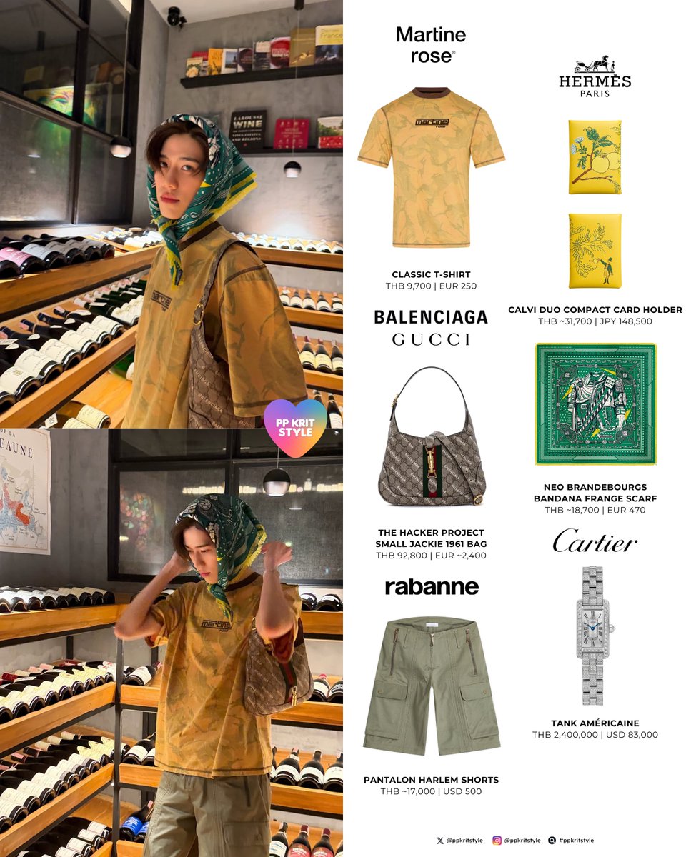 ppkritstyle's tweet photo. 〰️ @ppkritt Instagram Update 🍋

#Balenciaga #Gucci Small Jackie 1961 Bag
#Cartier Tank Américaine
#Hermès Calvi Duo Compact Card Holder, Neo Brandebourgs Bandana France Scarf
#MartineRose Classic T-Shirt
#Rabanne Pantalon Harlem Shorts

#PPKritt #PPKritEntertainment
#ppkritstyle https://t.co/AsFv2d5M9W