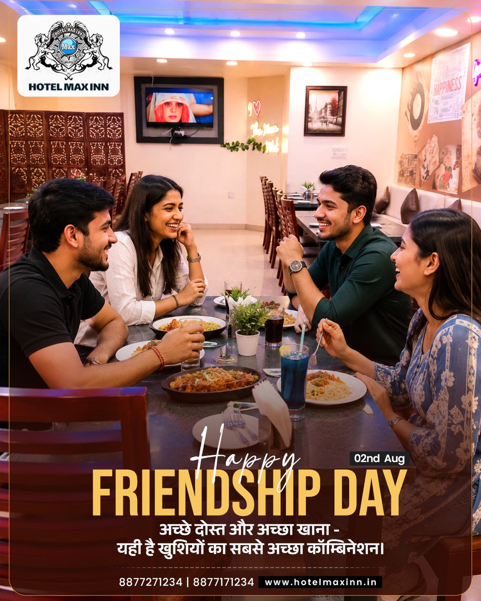 Hotel_MaxInn's tweet photo. इस Friendship Day अपने favourite people के साथ delicious food, great conversations और memorable moments enjoy करें at Hotel Max Inn.

🌐 https://t.co/VKRCOU7QzX

#FriendshipDay #HotelMaxInn https://t.co/9dN03xQkf5