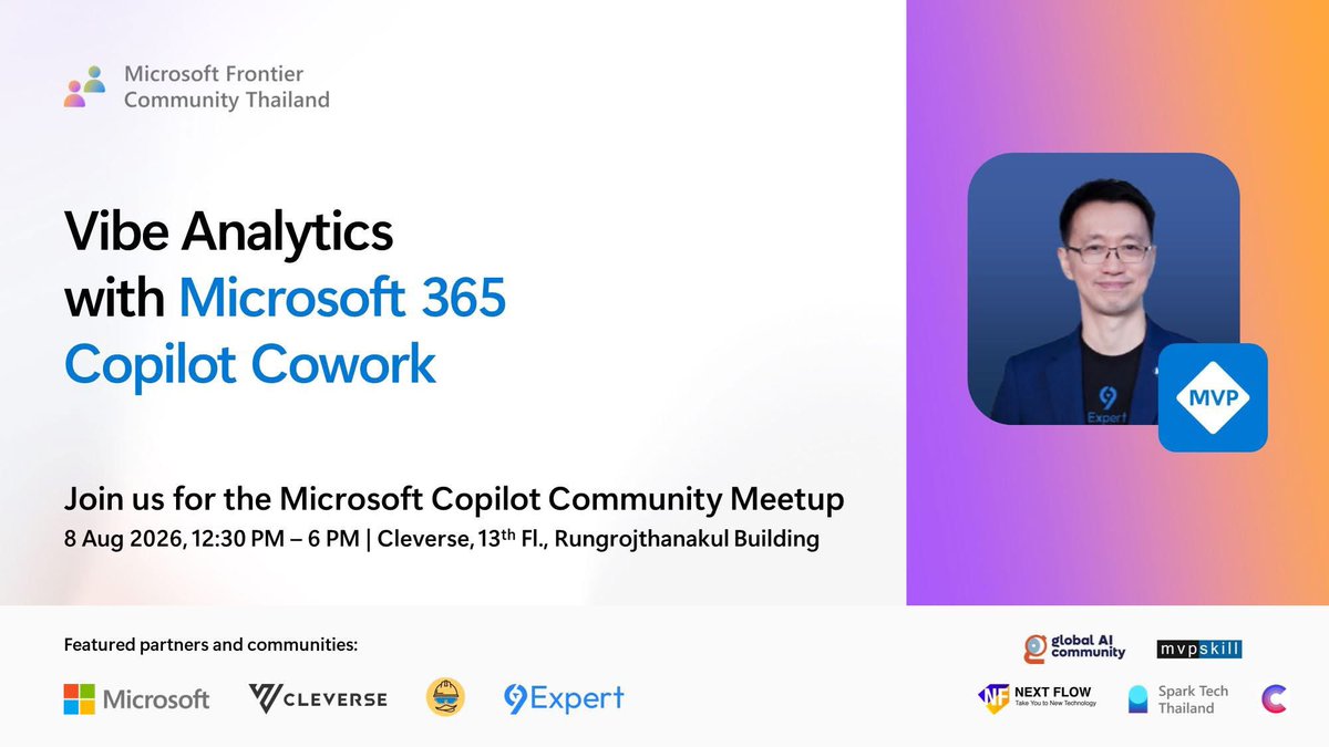 FrontierComTH's tweet photo. มาเรียนรู้เรื่องของ Data Analytics ด้วย #Microsoft365 Copilot Cowork กันนะครับ

#MicrosoftFrontierTH https://t.co/98OJHKQb19