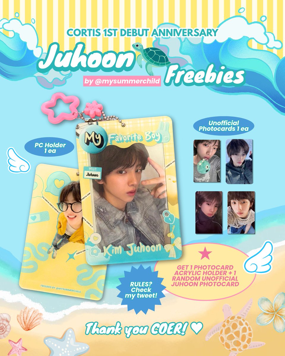 mysummerchild's tweet photo. 𝒄𝒐𝒓𝒕𝒊𝒔 1𝒔𝒕 𝒅𝒆𝒃𝒖𝒕 𝒂𝒏𝒏𝒊𝒗𝒆𝒓𝒔𝒂𝒓𝒚 𝒇𝒓𝒆𝒆𝒃𝒊𝒆𝒔 𝒃𝒚 @mysummerchild .✦ ݁˖

 rt & likes are appreciated 

LIMITED QTY✌🏻

Rules:
🐢for my #JUHOON moots
🐢rt&like this tweet
🐢link🍊 on 8.8 (i’ll update later) 
🐢will be set 8.888 (no ref)
🐢don’t throw / sell

thx u 🫶🏻