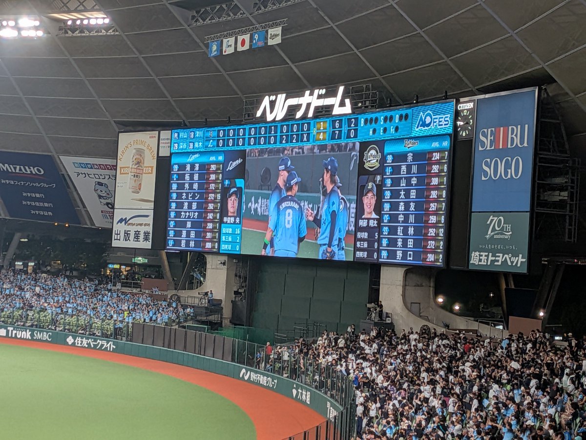 T_DELE1's tweet photo. 今日はベルーナドームに参戦しましたが、オリックスは負けました😱
この球場では5連勝中と相性良かったのですが、今日は10年ぶりに負けたと同時に連勝も止まりました😱
明日も参戦します🔥
暑かったので、ミストを浴びました😁 https://t.co/0nGkSUfsuz