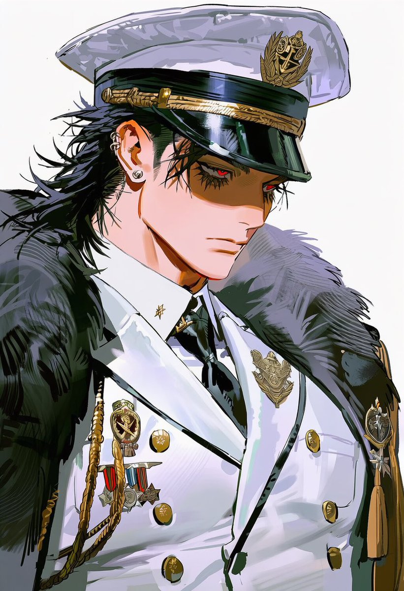 NULL___NOTFOUND's tweet photo. 해군⚓️

solo, upper body, white military uniform,
naval uniform, double-breasted jacket, gold buttons,
epaulettes, gold aiguillette, shoulder cord,
peaked cap, white headwear, black brim,
gold anchor emblem, gold laurel embroidery,
medals, ribbon bar, badge, black necktie, white dress shirt,

shadow over eyes, cap covering eyes, face in shadow,
looking down, expressionless, closed mouth,
simple background, white background,