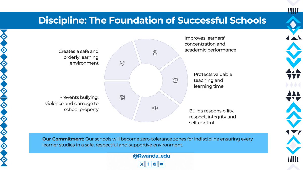 Rwanda_Edu's tweet photo. Minister @JoNsengimana emphasised that discipline is the foundation of successful schools. Schools will strengthen measures to promote responsibility and respect, with zero tolerance for indiscipline, alcohol and drugs, ensuring every learner studies in a safe and supportive environment.