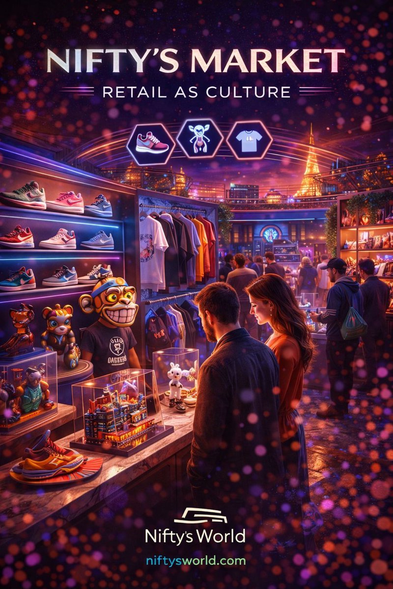 NiftysWorld's tweet photo. 👟 Retail works when it confirms identity, not inventory.

Culture creates value before commerce.

🧠 Explore more at https://t.co/0zjBDhDCYw

#NiftysWorld #LasVegas #Oohhwwee #AI #AR #DigitalCollectibles https://t.co/yycR1cYf7n
