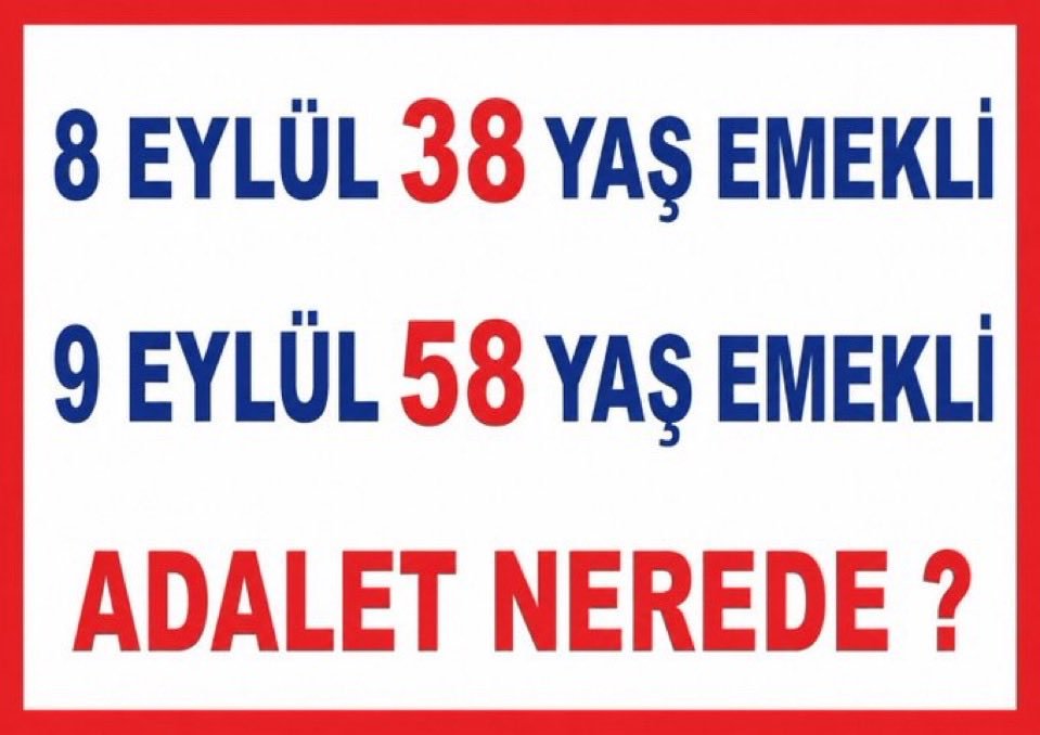 BMetin13's tweet photo. Bir insanın hayatındaki 24 saatin değeri ne kadardır?

 SGK’ya göre tam 17-20 yıl! 

8 Eylül 1999’da sigortalı olan emekli maaşı alırken, 9 Eylül’de giren masasında çürümeye devam ediyor. 

Sorumuz net: 
"Bu adaletsizliğe ne zaman 'dur' diyeceksiniz? "⚖️

@EmadDernegi
#KademeKanunuÇıksın