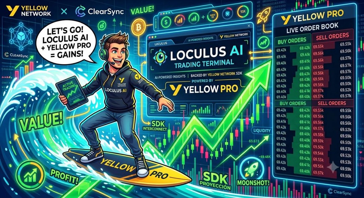 0xYellow_Navy's tweet photo. Ride the Wave of the Crypto Market!

This is how true pro traders operate today! Powered by the ultimate ecosystem combo: the LOCULUS AI Trading Terminal, backed by the cutting-edge technology and SDKs of @Yellow Network

Seamless integration at its finest! Direct connectivity with @YellowProHQ gives you real-time visibility into the Live Order Book so you can stay ahead of every move. 🟢🔴

Stop trading blind! LOCULUS AI more YELLOW PRO = The winning formula to maximize your GAINS, scale your VALUE, and capture liquidity before anyone else. Straight to the MOONSHOT! 🌕🔥🚀

Ready to ride the green wave with ClearSync and turn every trade into pure PROFIT? Welcome to the future of smart trading!

👇 Ready to transform your trading strategy? Try it now! 👇

#YellowNetwork 
#LoculusAI 
#YellowPro 
#CryptoTrading 
#AITrading
#YellowSDK
#ClearSync