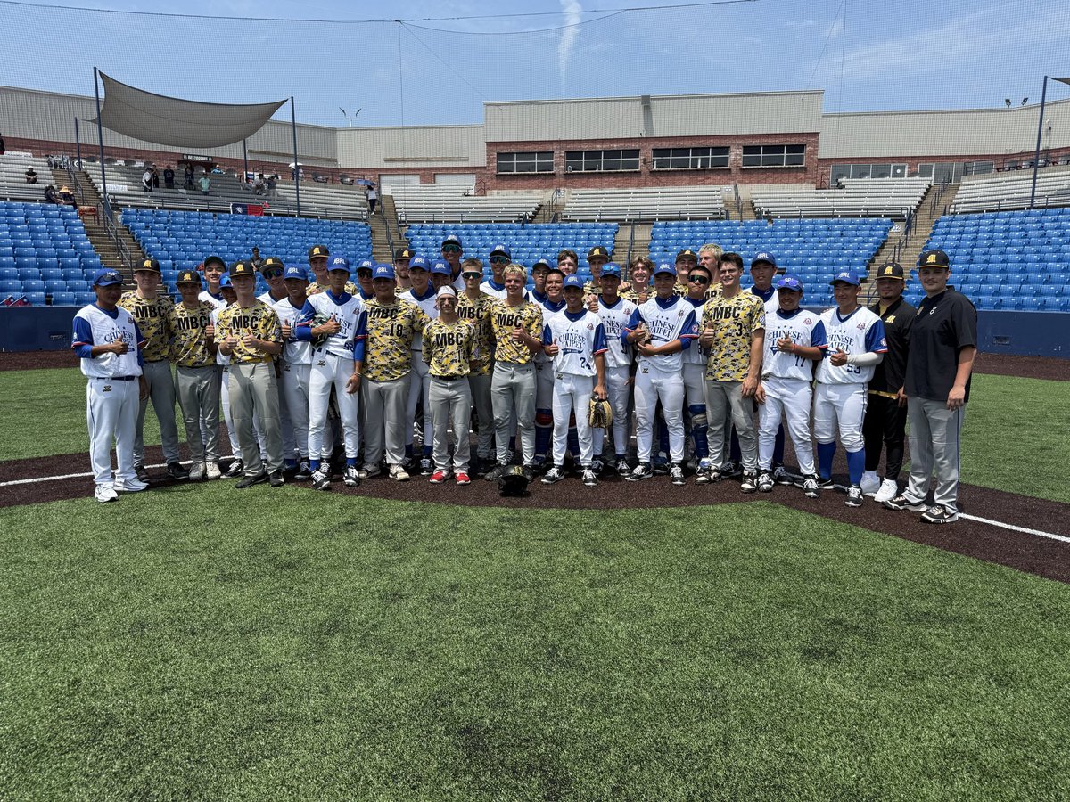 MafiaBaseball26's tweet photo. Fell to Chinese Taipei yesterday but made some memories that’ll last a lifetime 🇹🇼⚾️

Eli Weeks (2026), Finn McDonnell (2026) & Masson Ruiz (2027) each had hits and Ruiz marked his 2026 debut on the hill with a scoreless sixth. 

We’ll face off w/ the Missouri State Champs today at 3pm local time in Branson! 

#MafiaBall