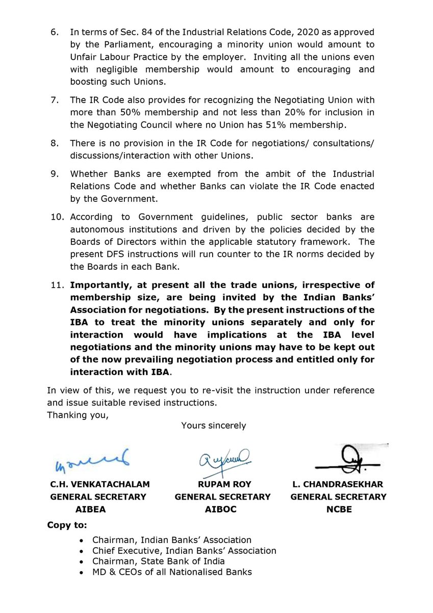 AIBEAofficial's tweet photo. Letter to DFS: Industrial Relations meetings with the Minority Unions
#AIBEA https://t.co/HmSyS2y6U5