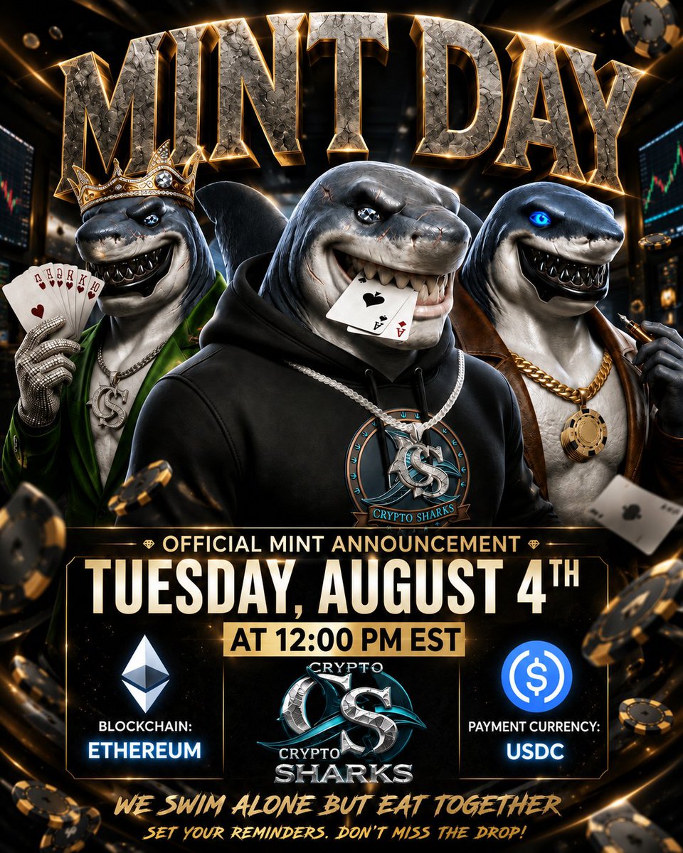 web3crier's tweet photo. The ocean is calling... are you ready?
The wait is almost over. @CryptoSharksID officially goes LIVE on August 4th at 12:00 PM EST.
โก Ethereum ๐ USDC ๐ฏ Secure your spot before the sharks take over.
We swim alone, but eat together.
#CryptoSharks #NFT #Ethereum #ETH #USDC #Web3 https://t.co/QjuWAL49CS