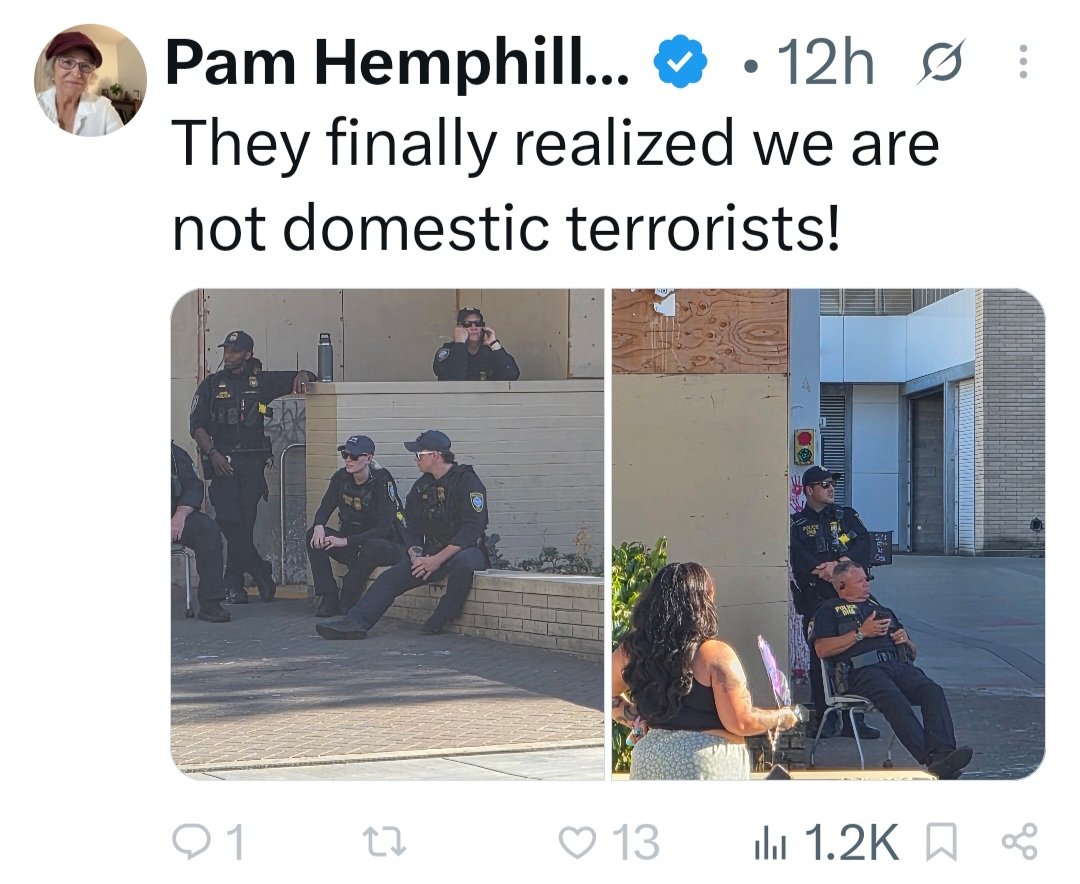ShanniLilbit70's tweet photo. They know y'all are domestic terrorists and they're outside enjoying the sun because your little Anti-Ice Protest fizzled out and no one goes to the ICE building anymore except for a handful of pathetic people crying for attention. #GodBlessIce https://t.co/IuUSrvyTiI