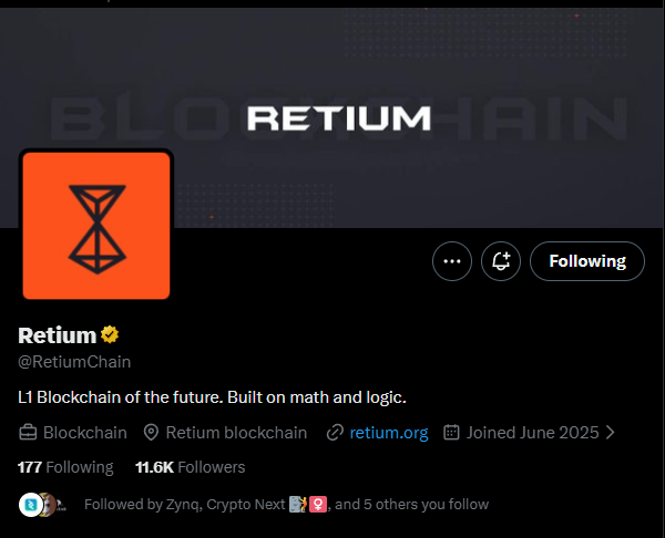 0xTwexit's tweet photo. @RetiumChain 
L1 Blockchain of the future. Built on math and logic. https://t.co/C1TWEXmWRR