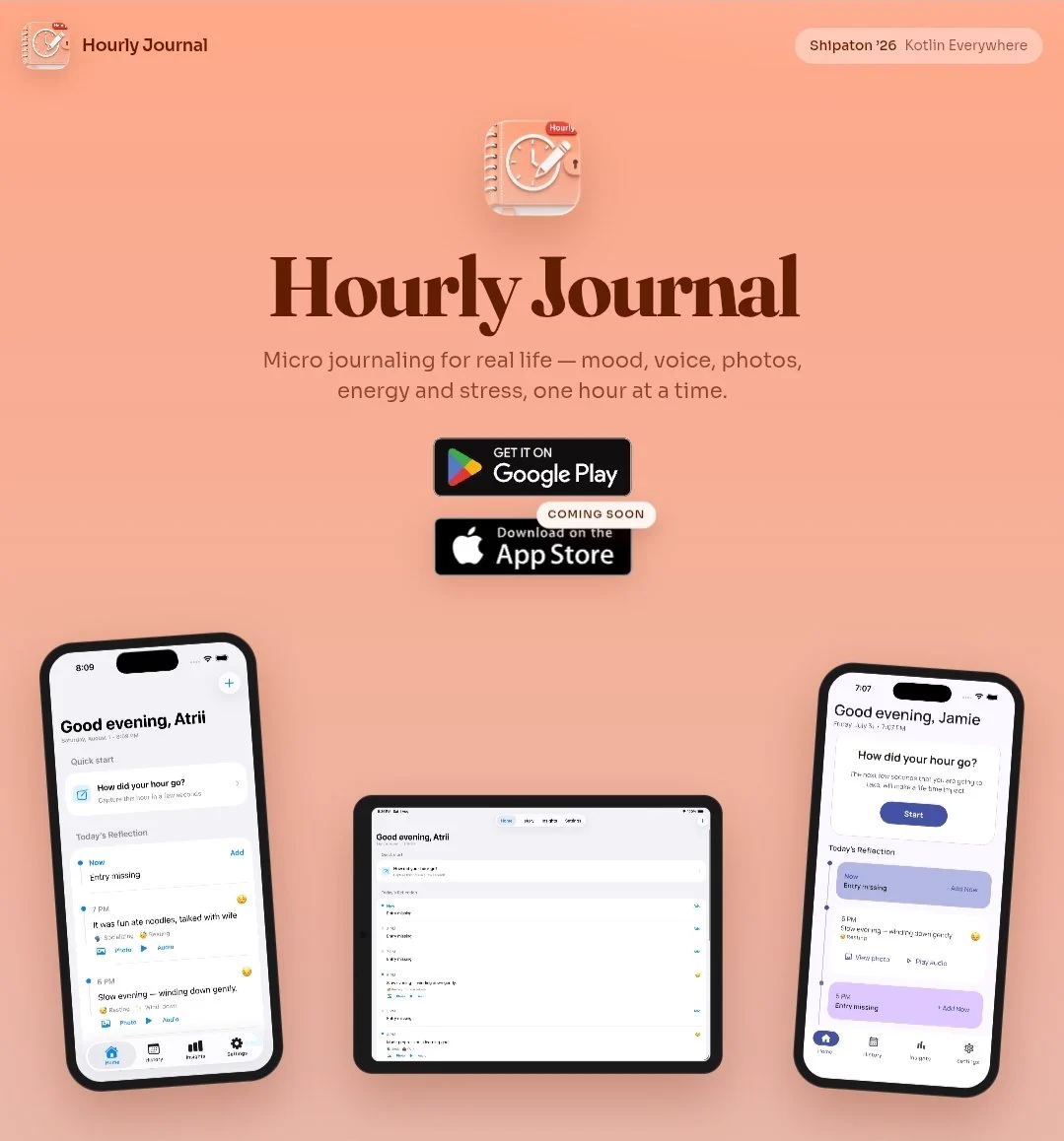 hourlyjournal.app's website