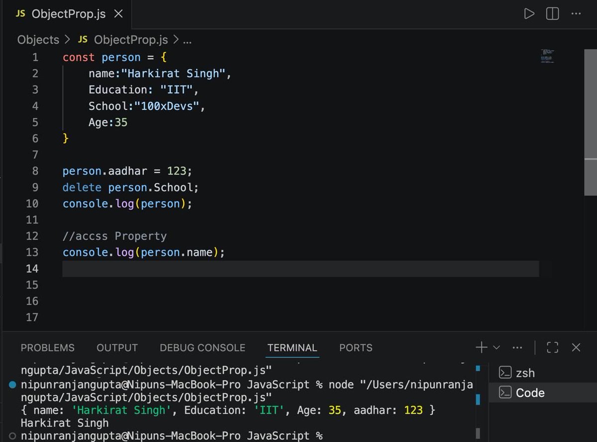 senodev_'s tweet photo. 🚀 JavaScript Day 7

Today's focus was understanding Objects in JavaScript.

✅ Learned that objects store information as key-value pairs
✅ Accessed and updated object properties using dot and bracket notation
✅ Added, modified, and deleted properties

Every concept learned today makes writing better JavaScript tomorrow. 💪

#JavaScript #100DaysOfCode #WebDevelopment #Coding #LearnInPublic