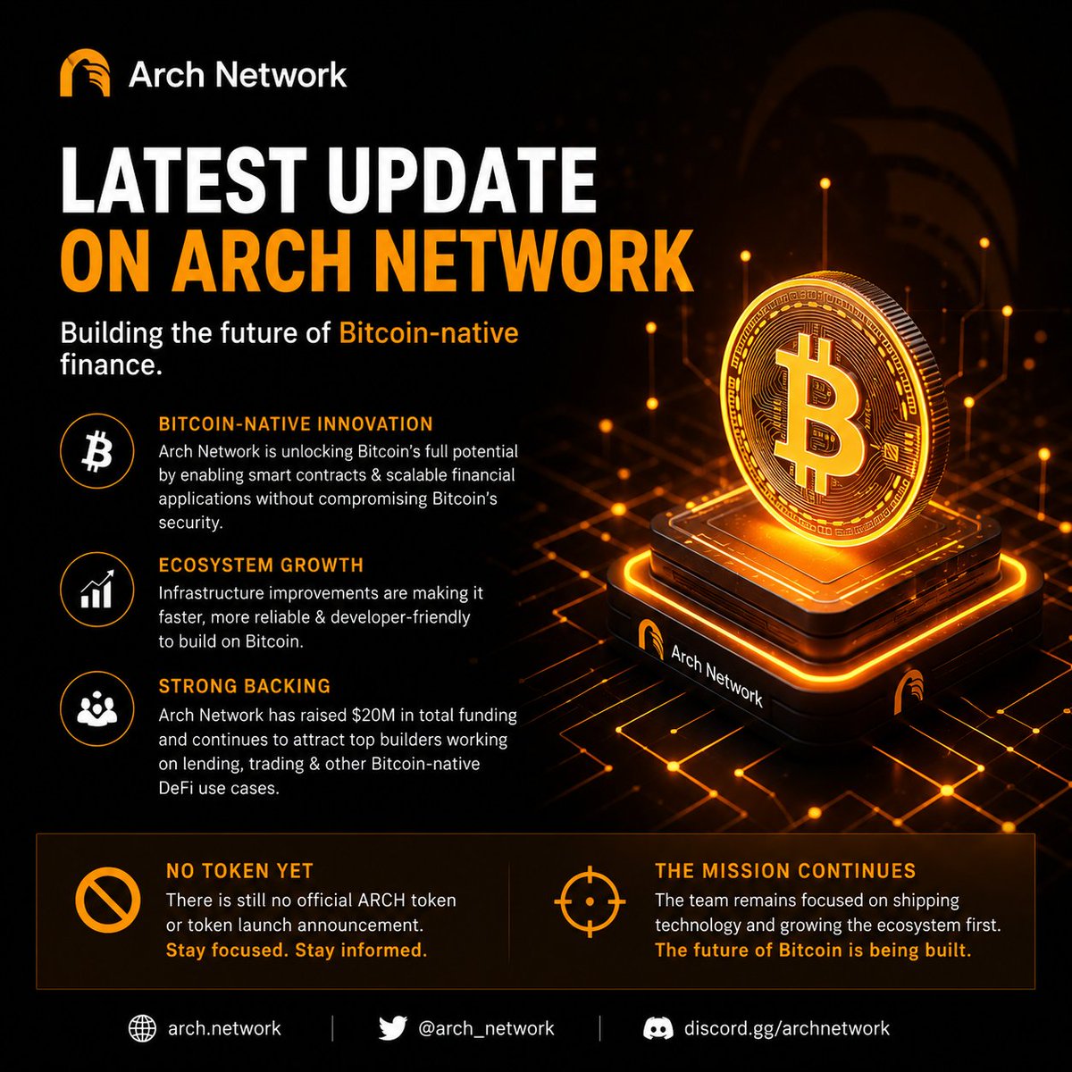 NovabyLola_01's tweet photo. 🚀 Arch Network is doubling down on Bitcoin-native innovation.

The latest updates show that Arch is focused on unlocking Bitcoin's full potential by enabling smart contracts and scalable financial applications without compromising Bitcoin's security. Recent infrastructure https://t.co/Vd4jOP2CC6