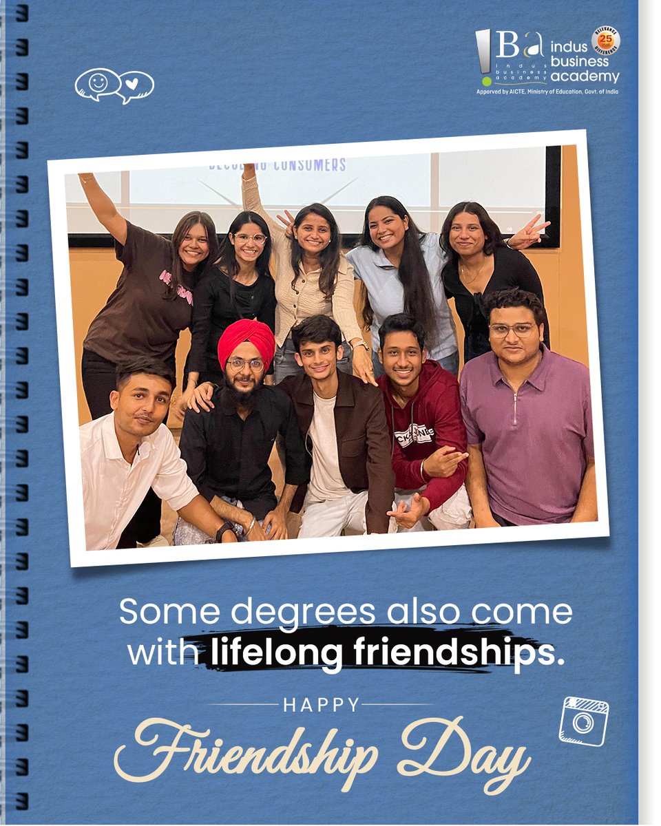 IBA_BLR's tweet photo. Friendships at IBA are the real foundation. This Friendship Day, we celebrate the bonds that began in classrooms and grew into lifelong partnerships. 

#IBA #FriendshipDay #BeyondTheBooks #IBAConnections #LifeAtIBA

[IBA, Indus Business Academy, PGDM, Friendship Day, MBA Life] https://t.co/K6BfwOxq0o