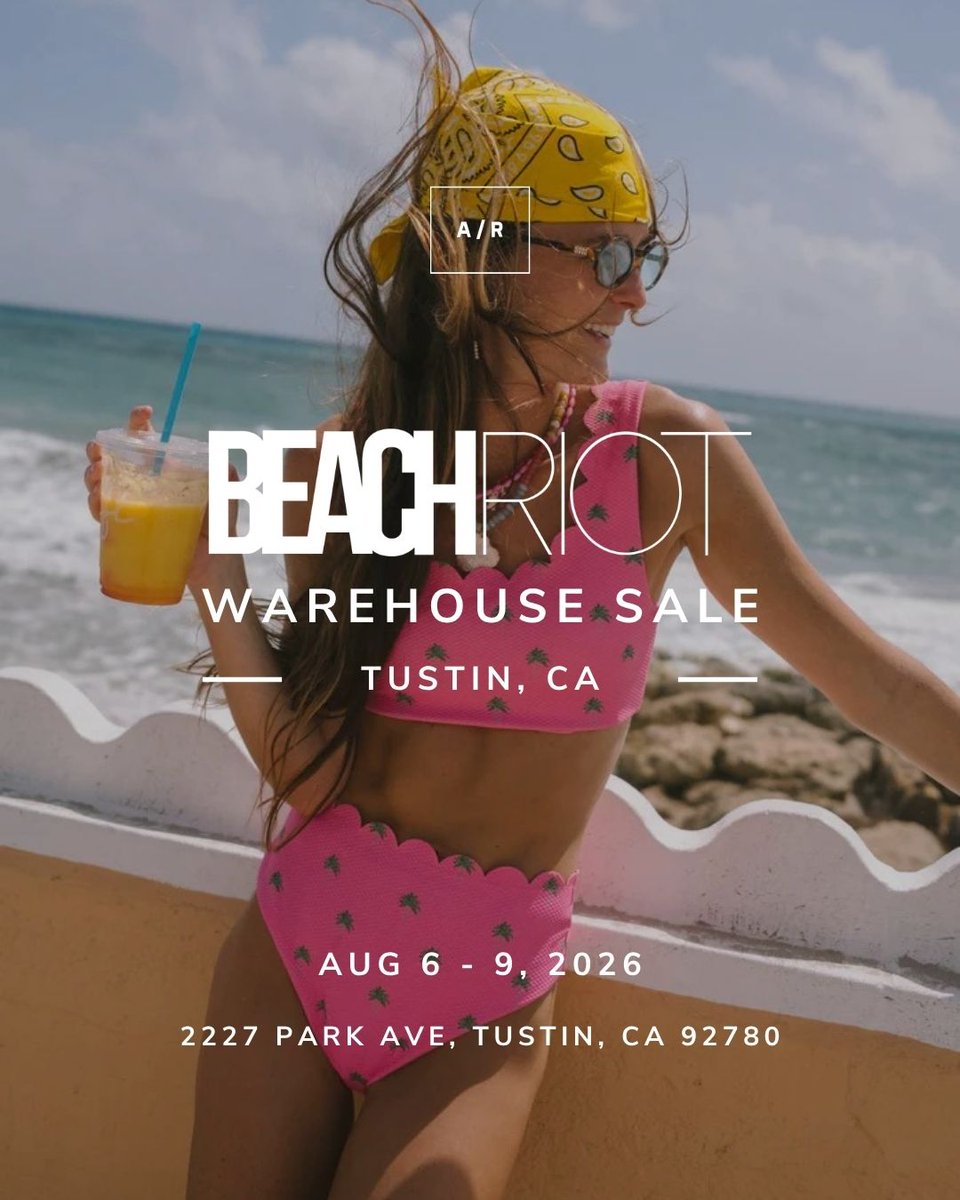AltRetail's tweet photo. The official Beach Riot Warehouse Sale is coming to Alternative Retail in Tustin, CA! 

Shop up to 80% OFF on a wide range of stylish swimwear, trendy activewear, and fashionable clothing collections. 

Register for #FREE using our website at https://t.co/JsdQ0FTgmX! https://t.co/6mJkpKnR5z