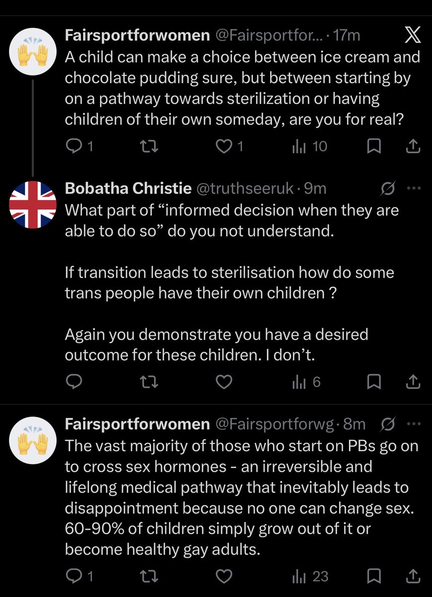truthseeruk's tweet photo. People like @Fairsportforwg will just spout contradictions without noticing. 

Trans people have children yet are somehow sterilised by their treatment.

We shouldn’t give children time to think about treatment because they will both change their minds whilst still transitioning https://t.co/7rz9fHQRrT
