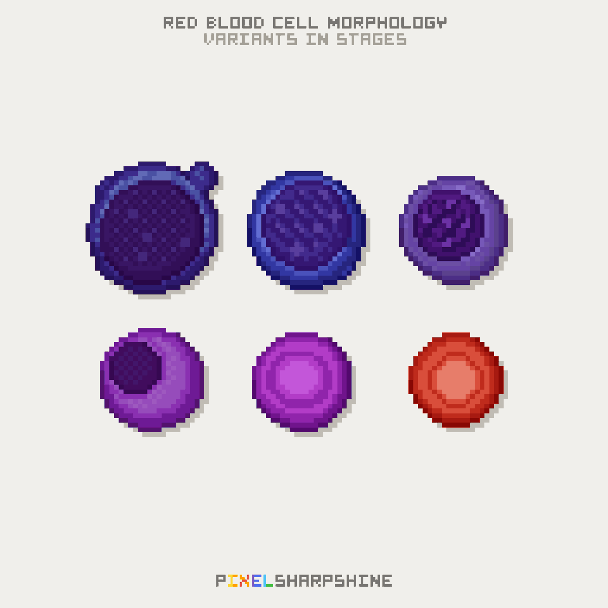 pixelsharpshine's tweet photo. Red Blood Cell Morphology
🌱 Variant in Stages 🌱
#PixelSharpShine #PSSharpShine
#RedBloodCell #RedCellTheSeries
#PixelArt https://t.co/UEZVNEMUKF