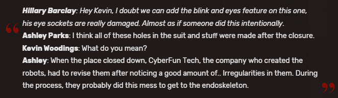 Dani3lBeck's tweet photo. @astria_su It is more likely that CyberFun Tech discovered the bodies and removed them after closing, considering that most of the holes in the robots were made by CyberFun so they could inspect them after noticing certain "irregularities" https://t.co/H8oVilhp4N