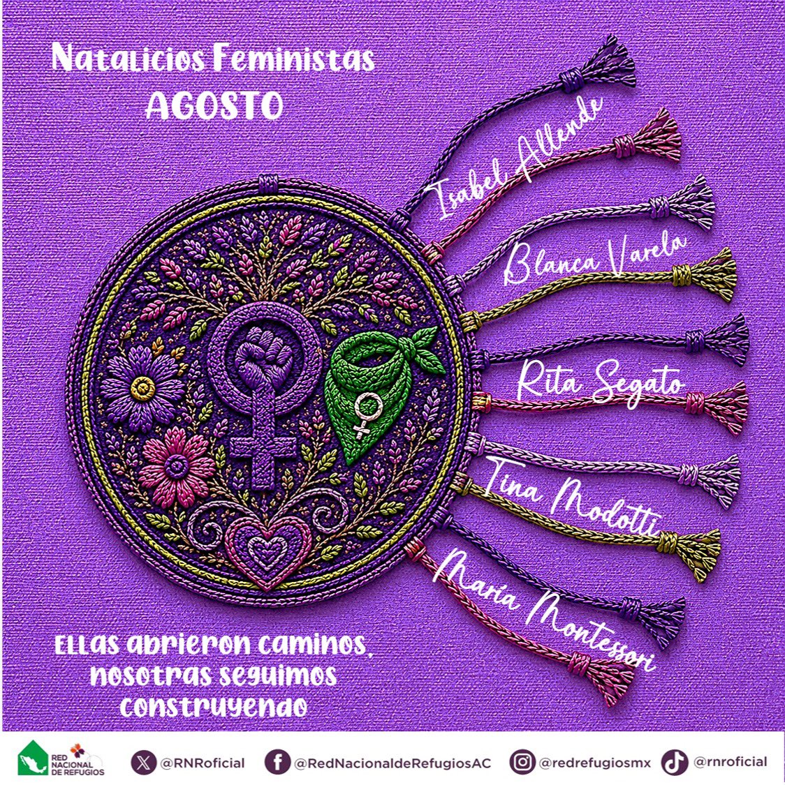 RNRoficial's tweet photo. 💜 Hacer memoria también es reconocer a las mujeres que transformaron la historia y a quienes hoy siguen ampliando derechos y abriendo camino.

✨ Nombrarlas es reconocer que la igualdad se construye todos los días.

#MemoriaFeminista #NataliciosFeministasAgosto https://t.co/66jDObreqs
