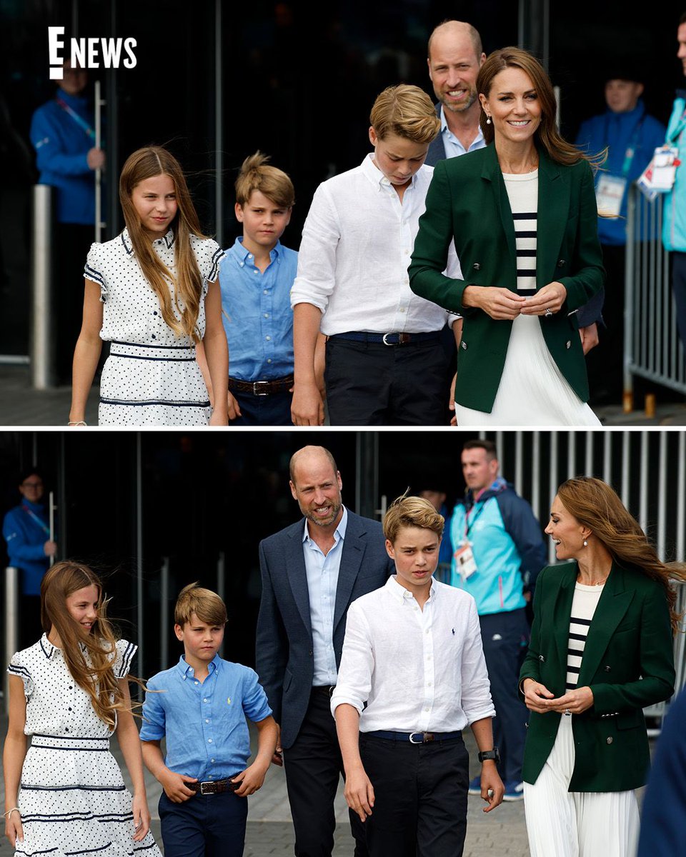 enews's tweet photo. Let the games begin! Prince William and Catherine, Princess of Wales attended the Commonwealth Games in Glasgow, Scotland with their 3 children Prince George, Princess Charlotte and Prince Louis. https://t.co/rjYzHJvNFc