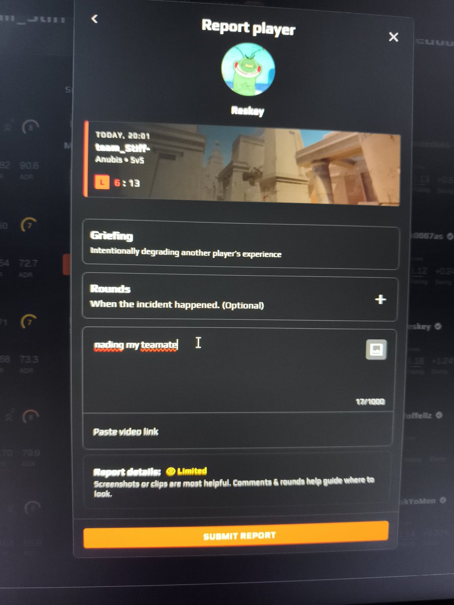 ilirramati's tweet photo. @FACEIT_Darwin even reporting someon that throw nades at teamates does not get baned @FACEIT_Darwin https://t.co/sfMKxPljSk