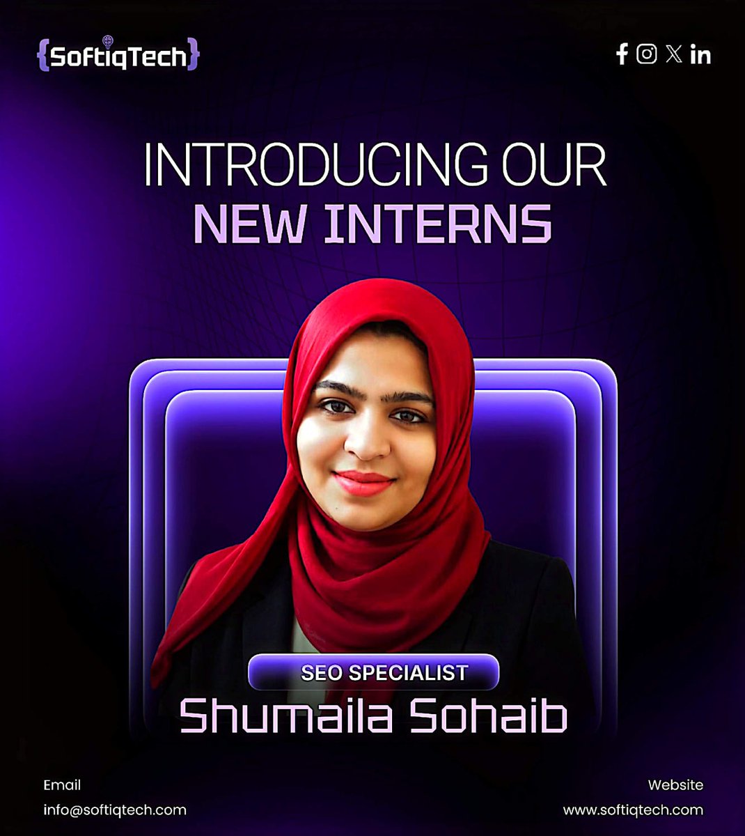 softiq_tech's tweet photo. Welcome Md Muttakin and Shumaila Sohaib to the SoftiqTech Internship Program as our SEO Specialist Interns!

Wishing you both a journey filled with learning, growth, and success. 

#SoftiqTech #SEO #Internship #DigitalMarketing #TechCareers #FutureTalent https://t.co/AFWnRl7glH