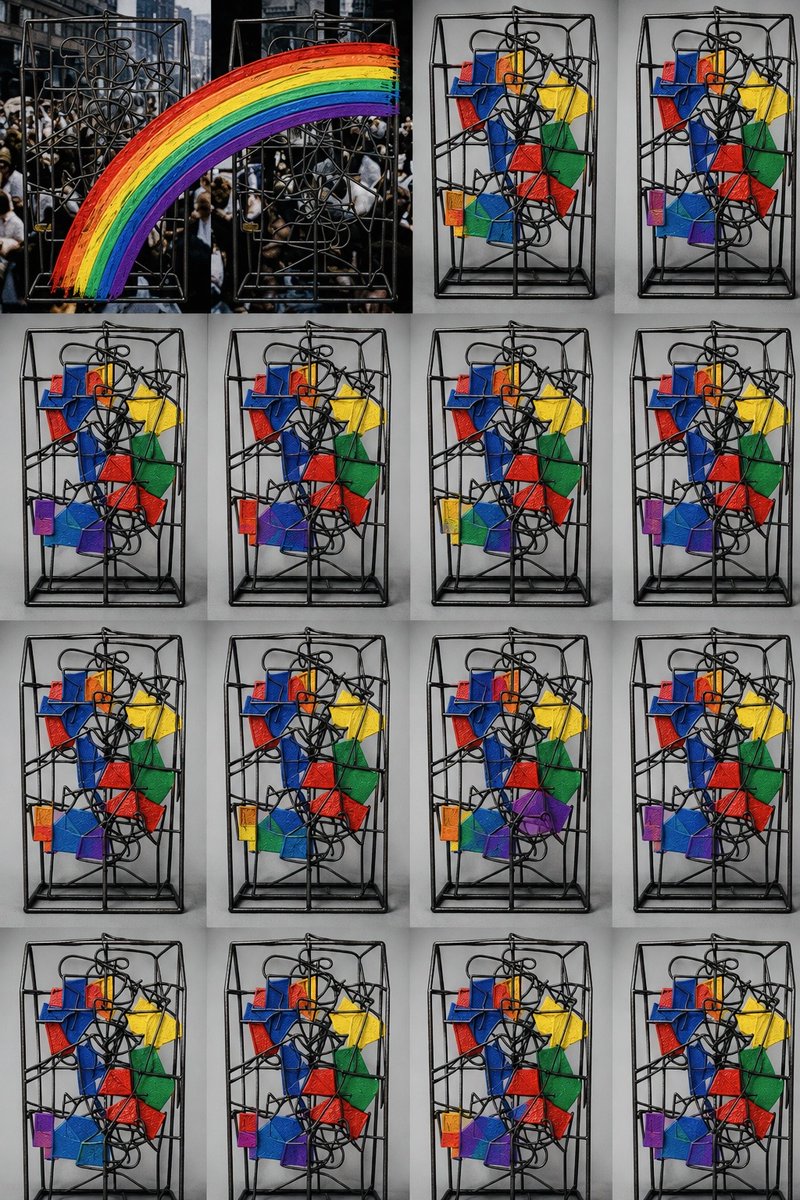 ManoelKhan's tweet photo. @VAVortex @paladinpunks @LinkedByArt @verseumapp @ChoiceLgbt @4MonsterFactory #WorldPride2026
-Colors Were Earned-
Color behaves as evidence. Every layer compresses marches, absences, confrontation and survival into a single architectural system. The work recognizes those who made contemporary visibility materially possible. https://t.co/WZUViX7LKa