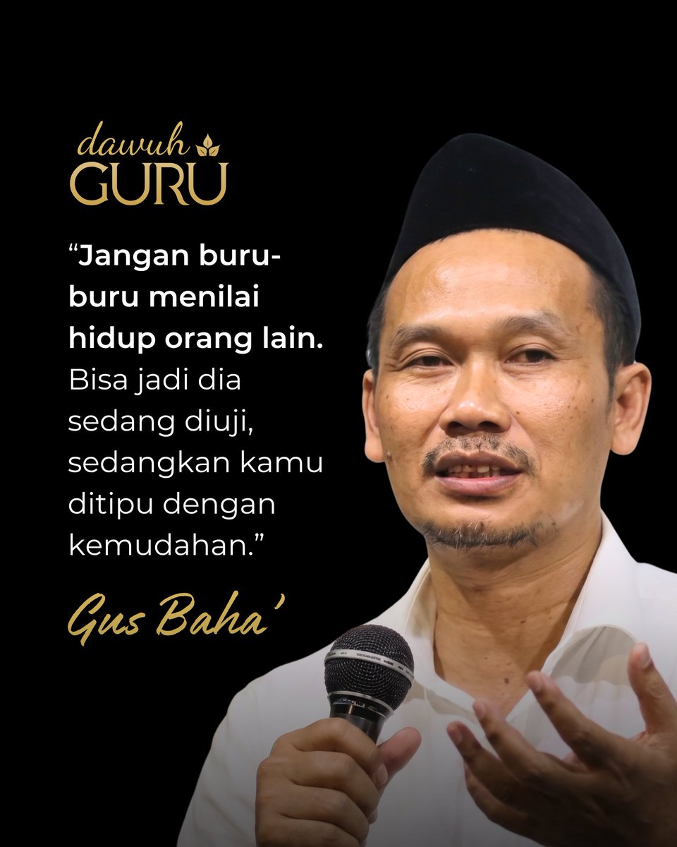 dawuhguru's tweet photo. “Jangan buru-buru menilai hidup orang lain. Bisa jadi dia sedang diuji, sedangkan kamu ditipu dengan kemudahan.”

Gus Baha’

@dawuhguru https://t.co/7ZSGLCrPNz