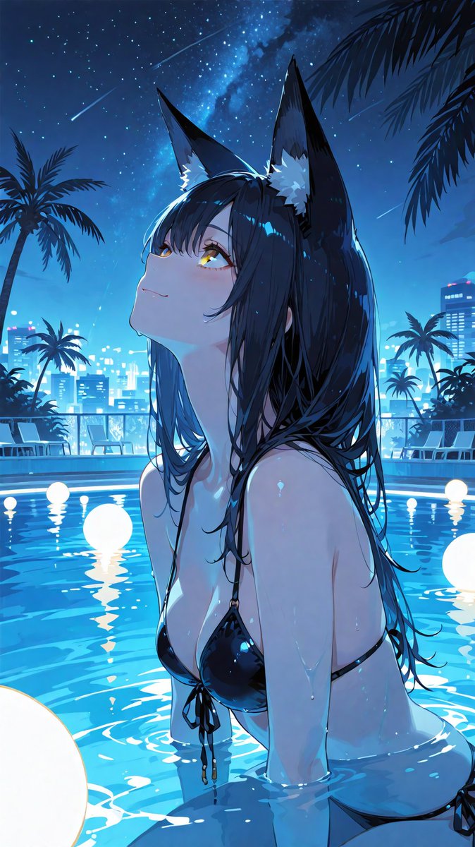 P7dnyhtUiK9G05f's tweet photo. ごんぎつねさんにおねがいっ 
ナイトなプール　ツクヨ 
SFW 
#ゲーム制作 #同人ゲーム #AIイラスト #AIart https://t.co/ndmCNtRdfL