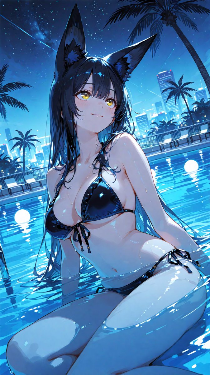 P7dnyhtUiK9G05f's tweet photo. ごんぎつねさんにおねがいっ 
ナイトなプール　ツクヨ 
SFW 
#ゲーム制作 #同人ゲーム #AIイラスト #AIart https://t.co/ndmCNtRdfL