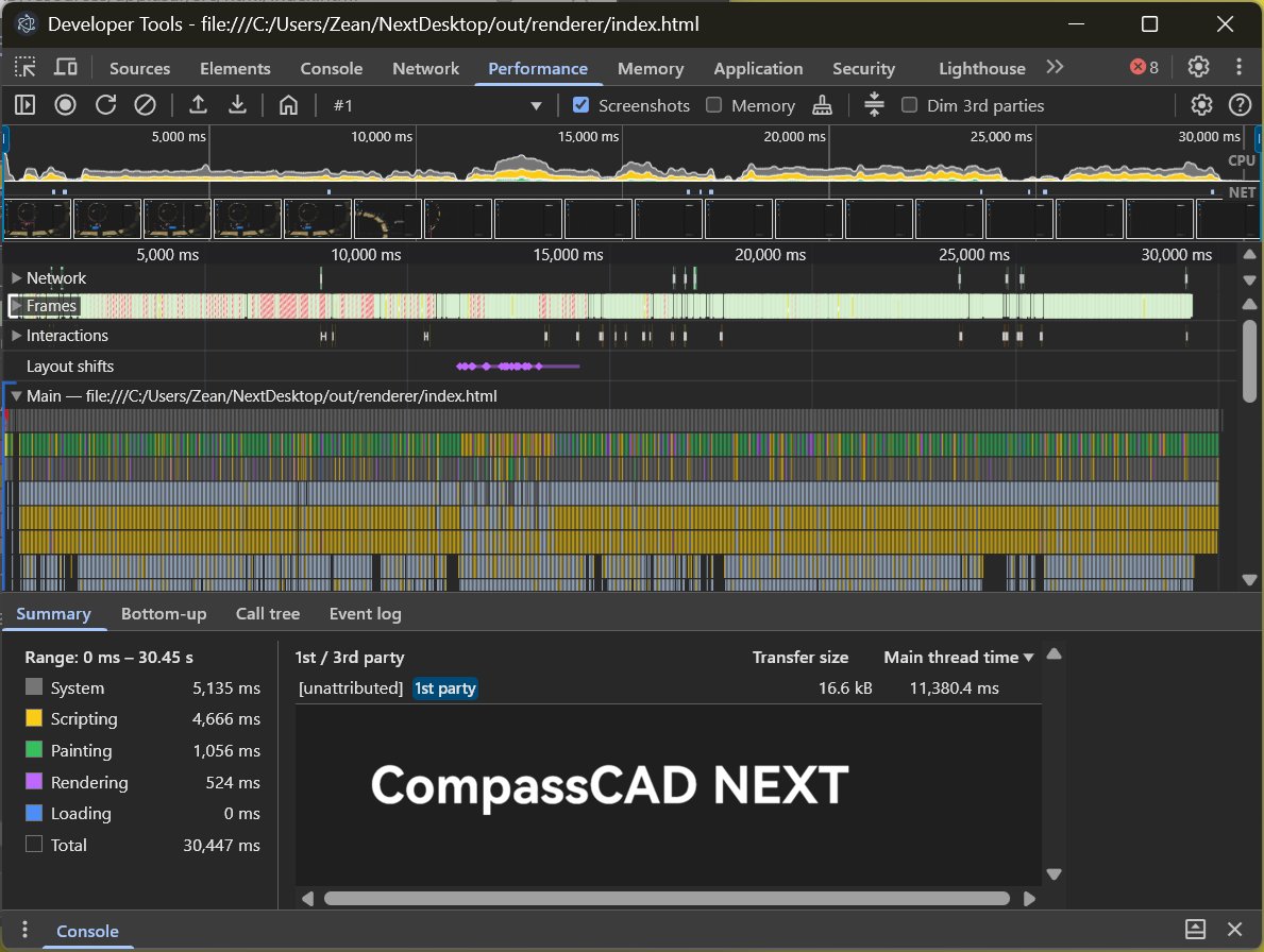 CompassCAD's tweet photo. To prove that we are not lying about our performance metrics for NEXT, here are the raw numbers from Chrome's performance analysis. https://t.co/m8GJZIMn8n