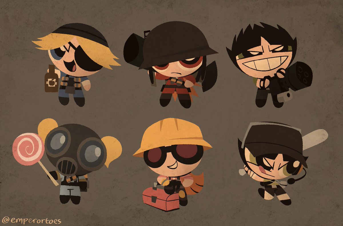 emperortoes's tweet photo. Puff Fortress 2 #powerpuffgirls #tf2 https://t.co/HhxUToZP5g