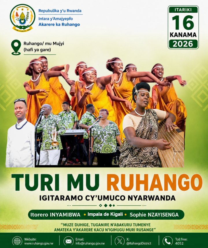 VisitRuhango's tweet photo. Muraho?
Hasigaye iminsi 15 tugahurira mu Gitaramo #TuriMuRuhango.

Uriteguye kongera gusogongera ku muco nyarwanda, ubukorikori, ububoshyi n'ibiryo gakondo?

Ntuzabure nawe tuzabe turi kumwe kuwa 16 Kanama 2026.

#VisitRuhango
#UmuduguduWacu
@JustinNsengima @ChadadiHabimana https://t.co/DRhwVmhb5W