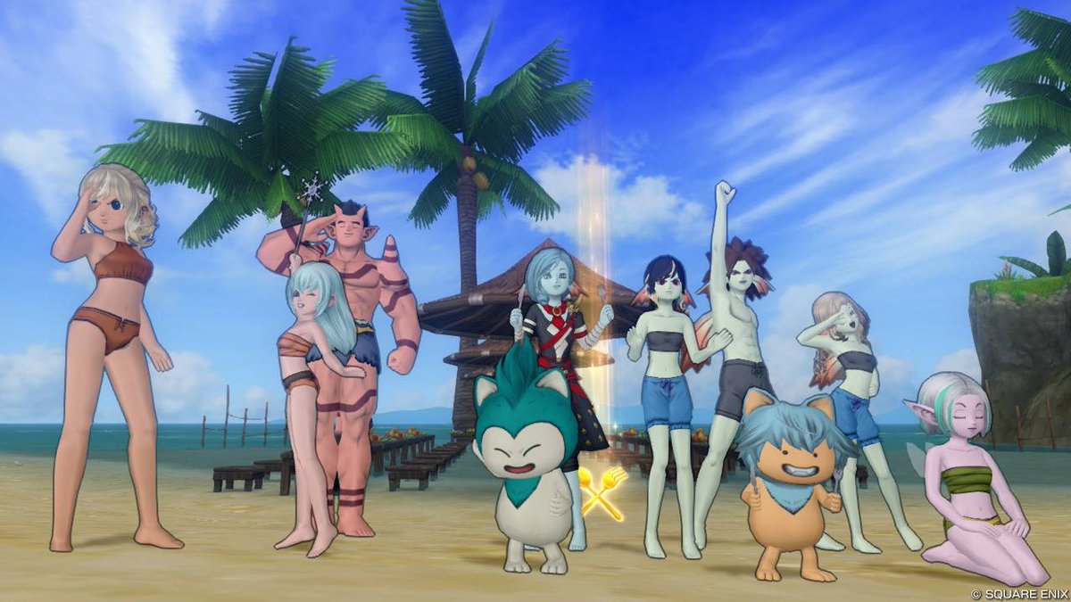 dq_all's tweet photo. #ドラクエ10
チームで野球拳をしたぷくーんよ！
こいつはエキサイティングな夏だぜぷく！

←←←ゲーム前　ゲーム後→→→ https://t.co/XVLZCvhdc9