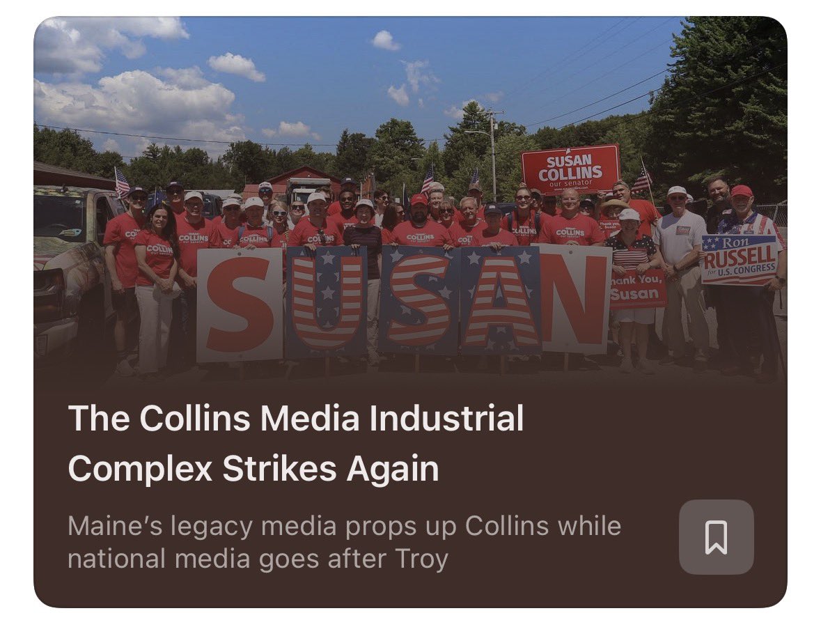 aobrien2010's tweet photo. In my latest substack I discuss the Collins Media Industrial Complex, the increasing popularity of economic populism &amp; building &amp; rebuilding the grassroots movement from the ashes of the Platner campaign. https://t.co/qU2ZQSPa4u
