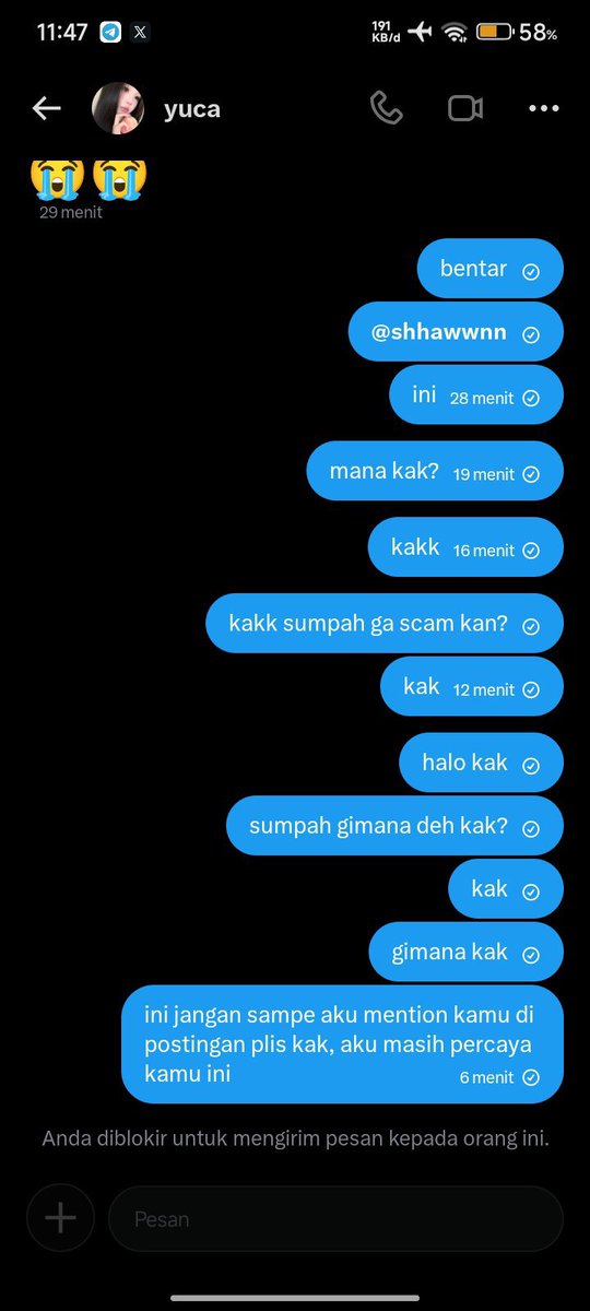 adwiiand's tweet photo. @yucawdg @freakdragonz jangan mau beli di dia, penipu nih dajjal. yang gua di ambil abis itu di blok udah 4 akun twitter gua. #zonauang #wtb https://t.co/SnAIyjBwcp