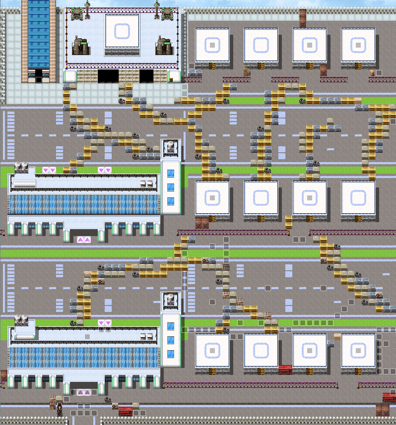 ainra119o's tweet photo. 【ゲーム製作】#RPGツクールMZ
第７章の空港ダンジョン。
「封鎖された発着場」をテーマにしたマップ。
だだっ広くて移動がだるい？　大丈夫、ちゃんと移動ストレス対策しています。どう対策したかは、そのうち話すと思います。まあ大したことではないのですが……！ https://t.co/ePBkdQ5atK