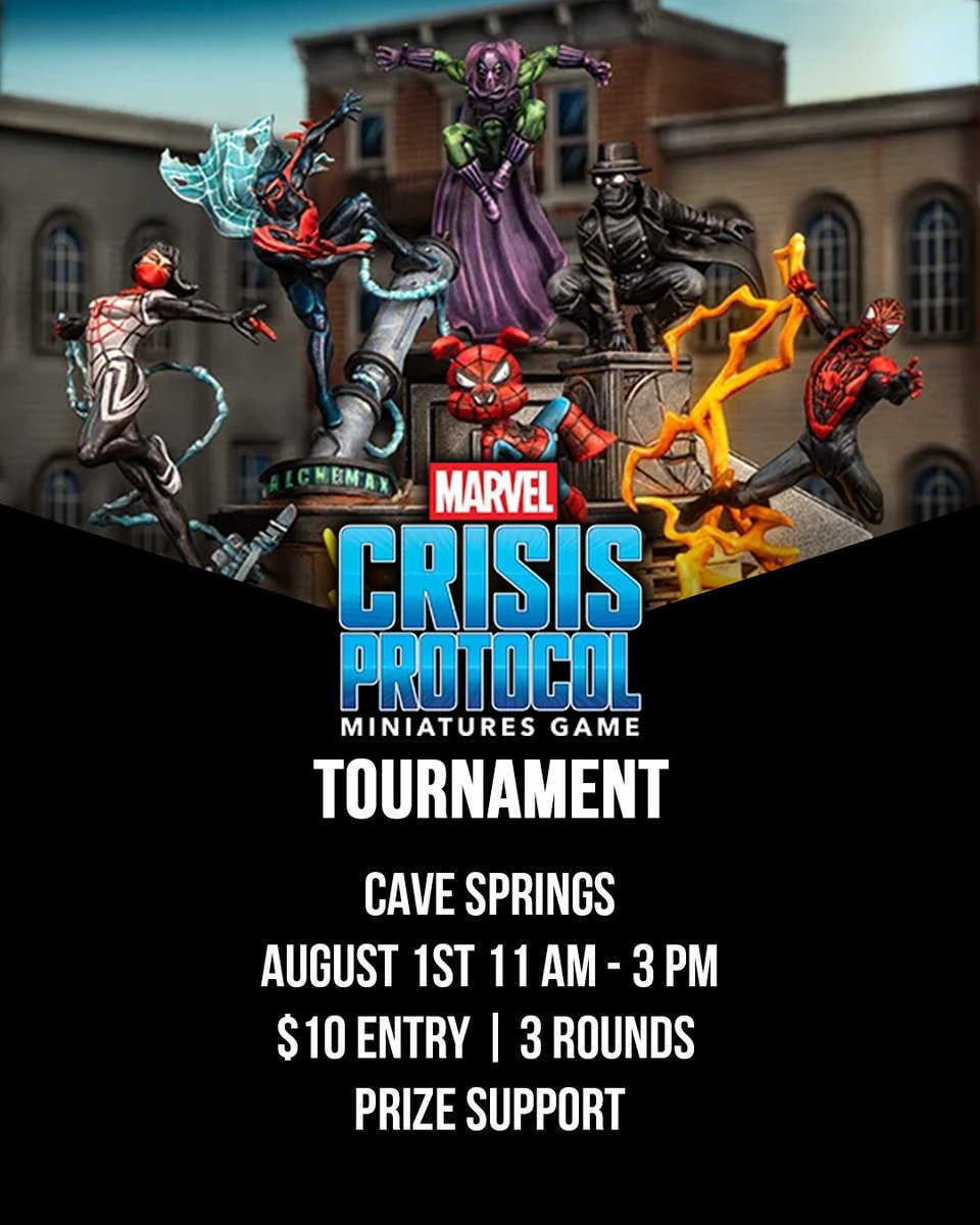 MiniMartTalk's tweet photo. Today! We are hosting a Marvel Crisis Protocol Tournament. $10 gets you 3 rounds of superpowered battles.
Learn More About Our Events: https://t.co/wUJnBBgZ9C
#FLGS #LGS #MCP #MarvelCrisisProtocol #STL https://t.co/2EHk7RTRm1