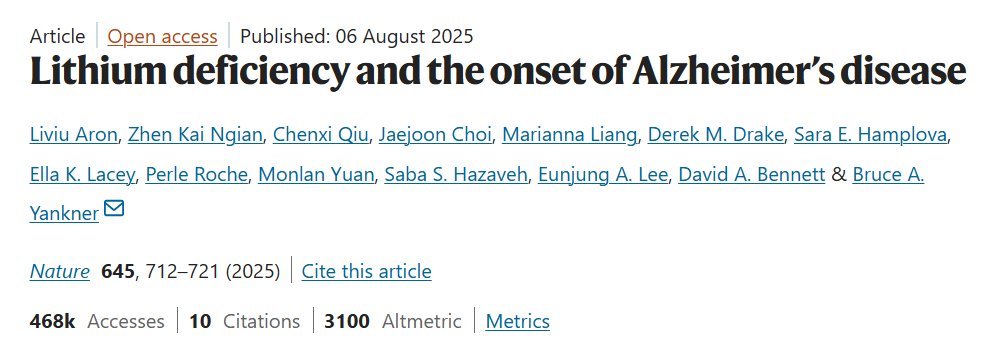 Helios_Movement's tweet photo. Everyone should pay attention to their mineral intake in general.

Here’s why.

Minerals orchestrate thousands of functions, including:  

-Tens of thousands of enzymatic reactions that rely on minerals as cofactors (magnesium activates 300+ enzymes for ATP production, zinc a few hundred as well like carbonic anhydrase).  

-Nervous system regulation: Sodium, potassium, and calcium maintain nerve impulses and muscle contractions via ion channels.  

-Detoxification: Selenium and zinc support liver enzymes like glutathione peroxidase for example.  

-Energy production: Iron in hemoglobin and cytochromes for example and magnesium in mitochondria fuels ATP production.  

-Blood cell production: The go-to examples for these are copper and iron for red blood cells and zinc for white blood cells.  

-Oxygen metabolism and vitamin utilization/metabolism: Minerals like zinc are crucial for vitamin A metabolism for example and manganese and copper are crucial for superoxide dismutase (SOD).  

-Blood sugar/insulin regulation: The go-to examples are that magnesium improves insulin sensitivity, zinc modulates glucose uptake and chromium enhances insulin signaling.  

-Gut Health: Zinc aids hydrochloric acid (HCl) and enzyme production, copper has antimicrobial properties, chloride supports HCl as well.  

-Hormonal support: Iodine and selenium for thyroid hormones T4/T3, boron, zinc and magnesium for steroid hormone metabolism.  

-Oxidative stress defense: Selenium, zinc, copper, and manganese are crucial for antioxidant enzymes like GPx and SOD.  

-Immune function: Zinc boosts T-cells and NK cells for example.  

-Cholesterol conversion.  

-Hydration: Electrolytes such as potassium, sodium, magnesium, and chloride regulate fluid balance through the Na/K-ATPase pump.

The list is endless.  

Minerals are also crucial for bone health, joint health, DNA repair, skin health, brain development, detoxing and more.  

This is why deficiencies create so many issues.  

Some classic examples include:  

-Low calcium (macro): Muscle spasms, osteoporosis (via parathyroid hormone dysregulation).  

-Low magnesium (macro): Cramps, arrhythmias, anxiety (affects GABA receptors).  

-Low potassium (macro): Fatigue, arrhythmias (disrupts cardiac action potentials).  

-Zinc deficiency (micro): Gut permeability (”leaky gut”), low libido, acne/eczema.  

-Iodine shortage (micro): Goiter, hypothyroidism.  

Copper deficiency (micro): Anemia (impairs ceruloplasmin for iron mobilization), premature gray hair (reduces tyrosinase for melanin, lowers SOD activity, increasing oxidative damage), sun sensitivity (impairs collagen and melanin synthesis).  

-Molybdenum deficiency (micro): Sulfur intolerance.  

And mineral deficiencies become more and more common since compared to the 1950s, the food mineral content has been reduced by 20-50% (depending on region/type of mineral).  

But that’s not all.  

As it was indirectly stated in the post belown an industrialized world, we are all exposed to heavy metals that compete with both macro and micro minerals for absorption, transport and binding sites.  

This “molecular mimicry” occurs because many metals are divalent or trivalent cations (for example Pb²⁺ mimics Ca²⁺ or Zn²⁺), hijacking transporters like DMT1 (divalent metal transporter 1 for Fe, Zn, Mn, Cd, Pb), ZIP (zinc-regulated transporters for Zn, Ni, Cu) or calcium channels.  

They also bind proteins like metallothioneins (MT, which sequester Cu, Zn, Cd), transferrin (Fe carrier), or calmodulin (Ca-binding protein).  

Let’s put in perspective the importance of these nutrients by talking about lithium.

Just one trace mineral that most people never even think about.

Lithium is often misunderstood, conjured up as a heavy-duty drug for bipolar disorder with a laundry list of side effects but lithium is just a naturally occurring trace alkali metal.

Our bodies contain about 7 mg of lithium, and while it’s not officially classified as an essential nutrient (yet), animal studies suggest that a lithium-deficient diet can lead to problems in the spleen, immune system, reproduction and the brain.

Lithium orotate, the form that will be in your trace mineral supplement, combines lithium with orotic acid, a compound involved in DNA and RNA synthesis.

Unlike lithium carbonate, the pharmaceutical form used in high doses (400–1200 mg/day) to treat bipolar disorder, lithium orotate is typically taken in much smaller doses (5–20 mg/day), delivering elemental lithium in the range of 0.2–1 mg per dose.

Why the difference?

Lithium orotate is thought to cross the blood-brain barrier more efficiently, meaning you need less to achieve therapeutic effects in the brain.

Fun fact: A study found that lithium orotate (1.5 mg/kg) was more effective than lithium carbonate (15–20 mg/kg) at blocking amphetamine-induced hyperlocomotion, a model of mania.

This suggests lithium orotate punches above its weight due to its superior brain penetration.

Here’s why this matters: lithium deficiency, even at subtle levels, may contribute to mood instability, cognitive decline and even neurodegenerative diseases.

A 2018 study in Nature found that, out of 27 metals analyzed, lithium was the only metal significantly reduced in the prefrontal cortex (PFC) of patients with mild cognitive impairment (MCI) and Alzheimer’s disease (AD).

This same study showed that lithium orotate reduced amyloid-beta (Aβ) plaque burden by ~70% and tau phosphorylation in AD mouse models.

Lithium’s effects on the brain are multifaceted, influencing neurotransmitters, enzymes, inflammation and even the brain’s ability to repair itself.

Here are some examples/MOAs:

1. GSK3β inhibition.

Glycogen synthase kinase-3 beta (GSK3β) is a serine-threonine kinase that plays a central role in several brain disorders, including Alzheimer’s, bipolar disorder, and depression.

Overactive GSK3β promotes amyloid-beta aggregation, tau protein phosphorylation and neuroinflammation.

2. IMPase inhibition

Inositol monophosphatase (IMPase) is an enzyme in the phosphoinositol cycle, which regulates inositol levels.

Dysregulated inositol is implicated in bipolar disorder, where mania is associated with elevated inositol and depression with reduced levels.

Lithium inhibits IMPase, which helps stabilize our mood.

It’s also great for reducing IP3-mediated calcium release from ER stores.

A word of caution: combining lithium with inositol supplements can be tricky.

In unipolar depression, inositol may enhance lithium’s antidepressant effects, but in bipolar disorder, it could trigger mania if taken during a manic phase.

Always consult a healthcare provider before combining these.

3. General anti-inflammatory effects.

Lithium orotate reduces neuroinflammation by modulating microglial function—the brain’s immune cells.

In the Nature study, lithium deficiency increased microglial expression of pro-inflammatory markers like CD68, Apoe, and GPNMB, impairing Aβ clearance.

Lithium supplementation reversed this, enhancing the brain’s ability to clear toxic proteins.

Lithium also:

Lowers cytokine levels: It reduces IL-6, TNF-α, and other inflammatory molecules, creating a less hostile environment for neurons.

Protects against oxidative stress: Lithium counteracts oxidative damage, which is linked to neuronal death in conditions like Alzheimer’s and Parkinson’s.

4. Neurotransmitter modulation.

Serotonin: Lithium enhances serotonin receptor sensitivity.

Dopamine and Norepinephrine: Lithium stabilizes these neurotransmitters, boosting them during depressive phases and dampening them during mania.
GABA: While lithium may enhance GABA activity, its effects on anxiety are less pronounced in clinical practice.

5. Boosting neuroplasticity.

*Mainly BDNF.

And of course we can add more niche effects such as reduced suicidality where:

A 1990 study in Texas found significantly higher suicide rates in counties with low or no lithium in drinking water.

A 2013 follow-up confirmed these findings across 226 counties.

A 2017 study of 51,000 patients showed a 14% reduction in suicide-related events in bipolar patients treated with lithium compared to other drugs.

Or improved B12 absorption (some individuals with high B12 blood levels despite not supplementing may have a lithium deficiency, as lithium appears to facilitate B12 transport into cells).

Now keep in mind that this is just one trace mineral.

Let’s take silica as another example.

Silica is also a natural mineral that can:

Assist in aluminum detoxification since it competes with aluminum for binding sites in the body, mobilizing it from tissues like the brain and kidneys.

Protects against alzheimer’s risk, a 2008 study found that consuming 10 mg/day of silica from drinking water was associated with a reduced risk of dementia, counteracting the effects of aluminum-rich water.

Supports skin and hair health since it is essential for collagen formation.

There are, of course, many more points to be made, but you get the idea.

Nutrition mog: https://t.co/XL0eghwaje