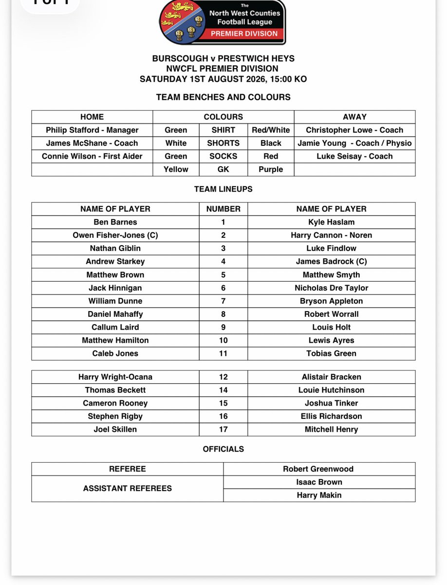 BurscoughFC1946's tweet photo. Teams are out and we’re underway here https://t.co/qT70WjJBfY