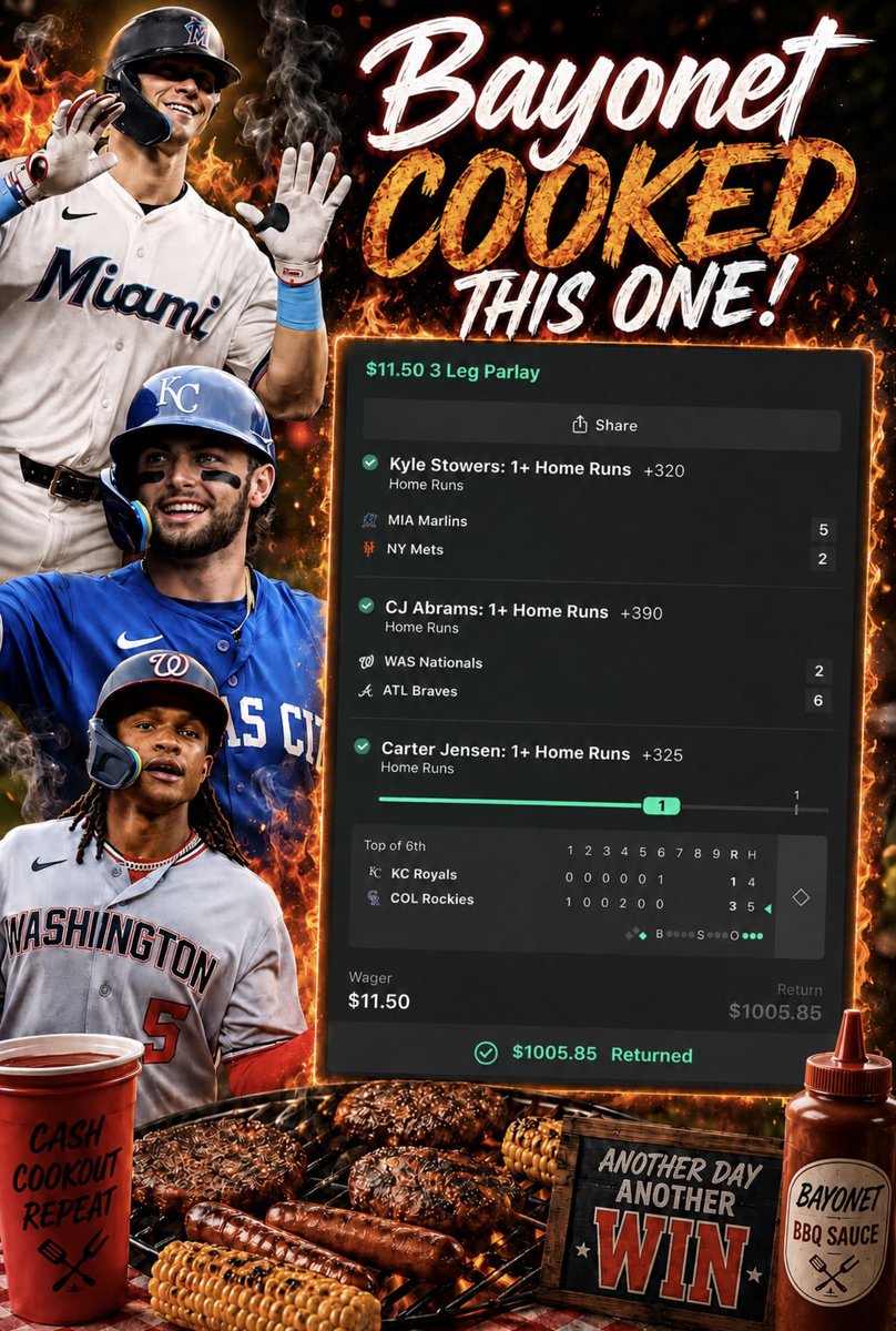CappCollective's tweet photo. 🚨🚨 𝐂𝐎𝐎𝐊𝐄𝐃 🚨🚨

Cash this #parlay from capper @jr1886 

$11 —> $1,000 ✅✅✅✅

Join now ➡️ https://t.co/gnmTLXaZ3O https://t.co/Jx4iBT0kn5